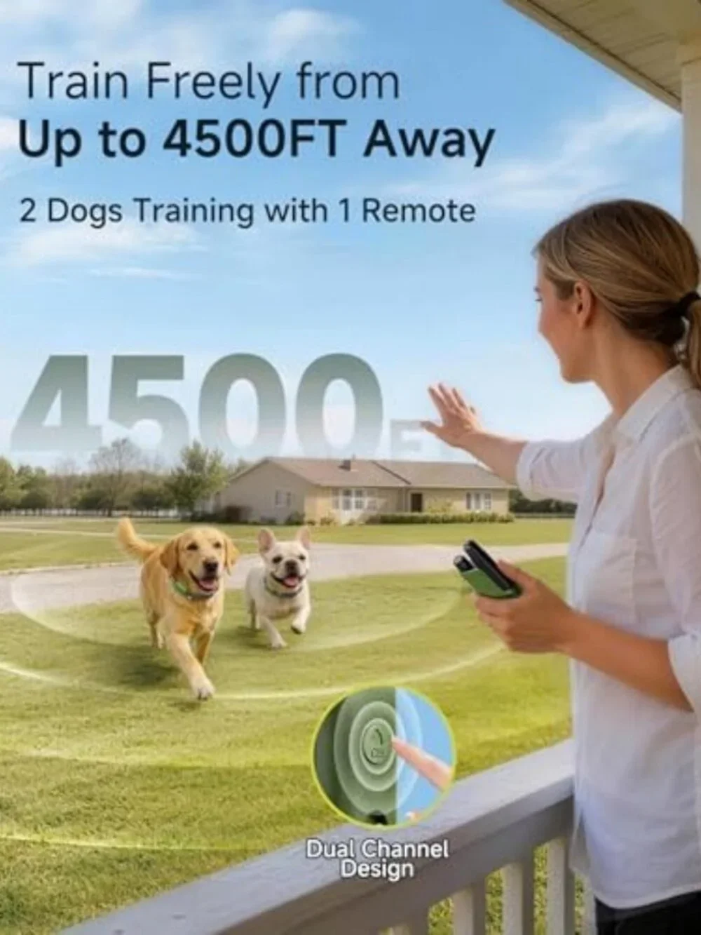 Rechargeable Dog Training Collar - 4500FT Remote Shock Collar for 10-120lb Dogs